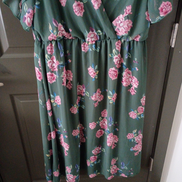Floral Green 3x  Dress - Picture 4 of 5